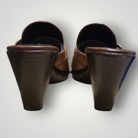 LifeStride Soft System Brown Leather Buckle Clog Mules | Comfort Shoes 7.5 - Picture 5 of 10